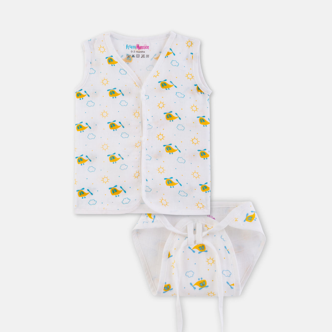 Sleeveless Jabla & Nappy Set Whirly Bird (Preemie & 0-3M)